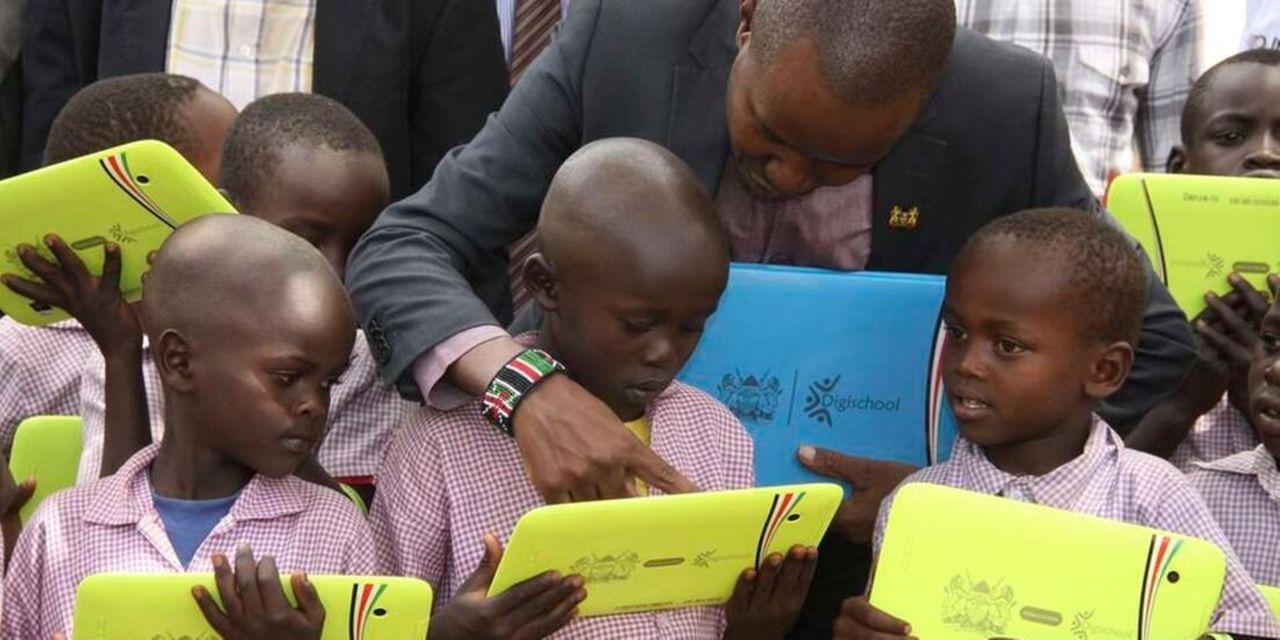 DLP tablets stacked in a Kenyan school